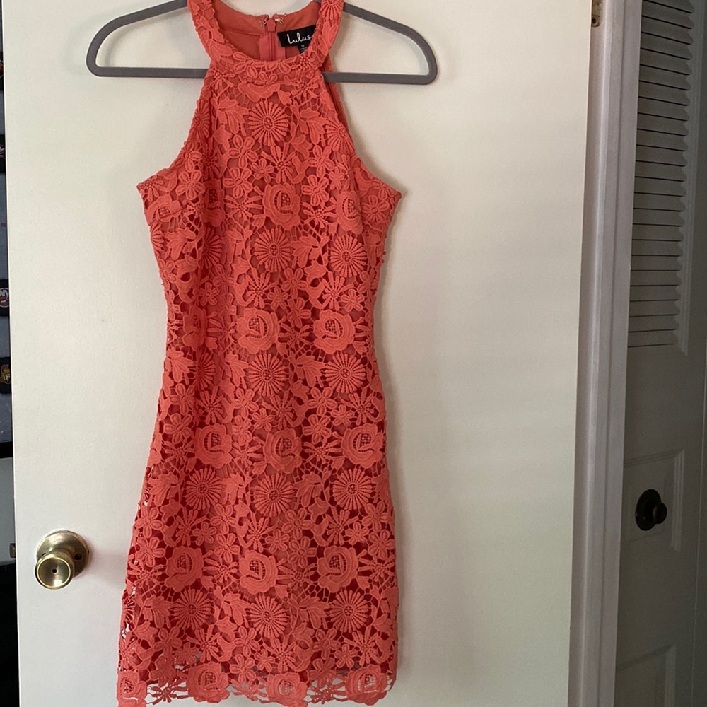 Coral dress from Lulus